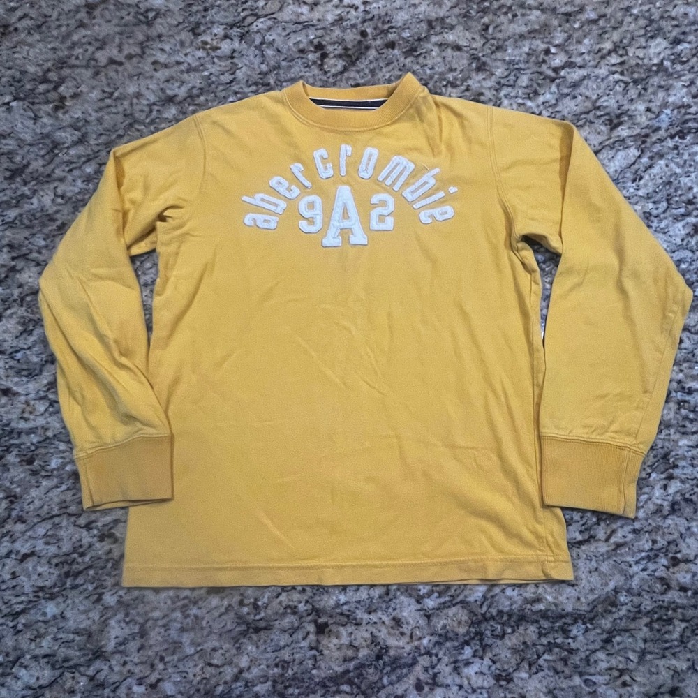 Abercrombie 1892 Mens Mustard Yellow Long Sleeve Graphic T-Shirt Medium